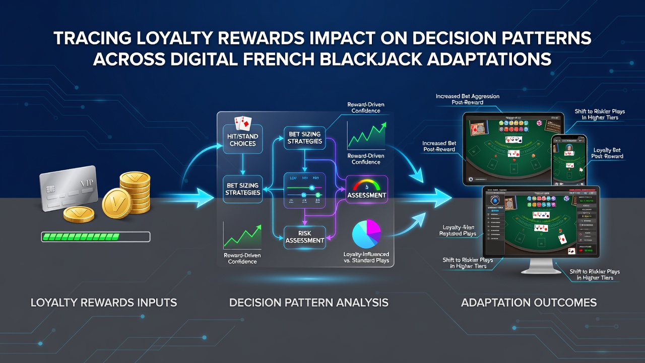 Analytics dashboard displaying player decision patterns influenced by loyalty rewards in French blackjack sessions